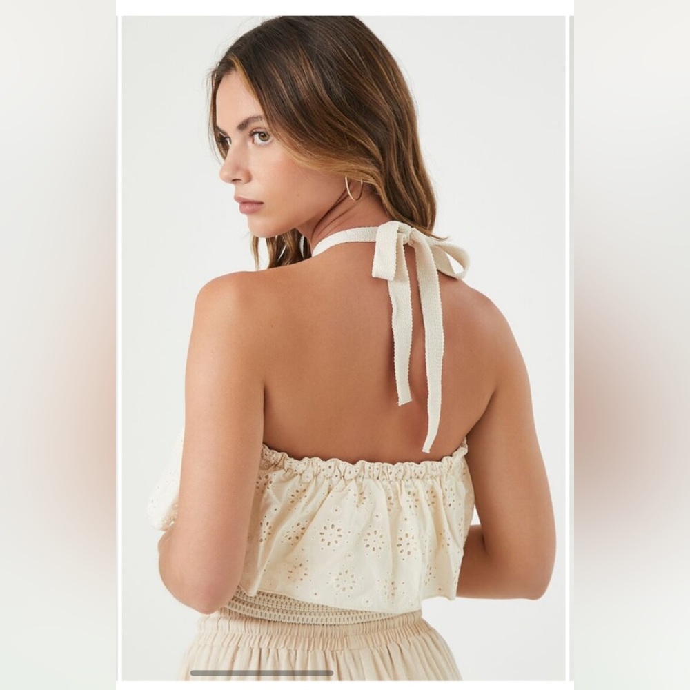 Beige sweater knit halter top